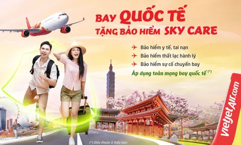 Vietjet tặng bảo hiểm Sky Care bay quốc tế